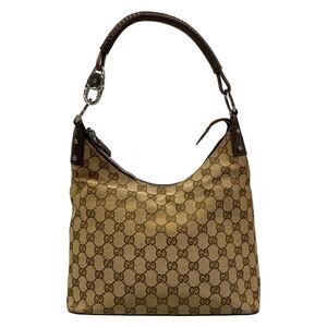 Gucci GG Shoulder Bag 115003 Beige Dark Brown Jacquard Leather